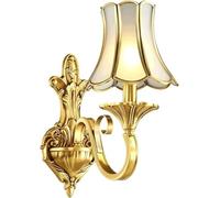 Moderna plafoniera a LED, Applique Europea in Metallo Color Vetro Opaco, Lampada da Parete in Stile Classico, Applique da Parete Dorata Vintage con lampadario in Vetro Bianco (Mono