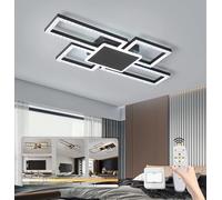 Moderna plafoniera a LED dimmerabile per Soggiorno, Lampada da soffitto Quadrata Creativa, apparecchio di Illuminazione in Acrilico Nero per Sala da Pranzo, Camera da Letto, Cucina, Isola