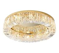 Moderna plafoniera in Cristallo Compatibile con lampadari a LED per Sala da Pranzo, Illuminazione, Lampada a Sospensione Dorata, Decorazione per Soggiorno (Oro D100 cm, Bianco 6500 K)