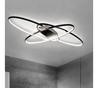 Moderna Plafoniera LED Soggiorno Luce Chic Design Ovale Lampadario Dimmerabile con Telecomando Plafoniera per Camera da Letto Sala da Pranzo Bagno Cucina Plafoniere L95 x L65 x H9 cm (Nero)
