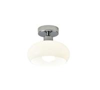 Moderna plafoniera Piccola in Vetro Bianco, Montaggio a Semi-Incasso, Lampada da Scuola Vintage, Paralume Rotondo, Argento di metà secolo con Paralume in Vetro opalino