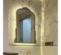 Moderna PU ed LED Vani Specchio, Specchio ad arco con 3 colori chiari, Barocco d Sle per soggiorno e camera da letto (70 x 100 cm)