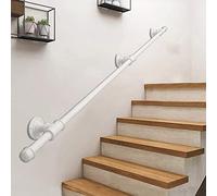 Moderna ringhiera per scale in metallo bianco, 4 m, battuta per interno/esterno, montaggio a parete ed elegante soluzione di sicurezza per scale, perfetta per la ristrutturazione domestica