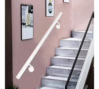 Moderna ringhiera per scale per interni ed esterni, in ferro zincato bianco, con supporti a parete, kit di sicurezza per terrazza, loft, portico, lunghezza 300 cm