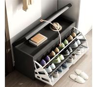 Moderna scarpiera con 3 cassetti pieghevoli, contenitore sollevabile, sedile imbottito, 80 x 30 x 51 cm, soluzione elegante e funzionale per la casa