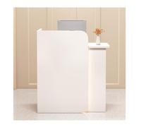 Moderna scrivania a LED per reception, con cassetti chiudibili, piccolo mobile da ufficio per atrio, negozi e ufficio, lunghezza 120 cm, soluzione elegante e funzionale per la reception