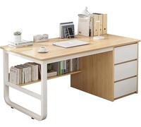 Moderna Scrivania da Ufficio Multifunzionale con 3 Cassetti E Ripiani Portaoggetti - Scrivania Regolabile in Piedi per Postazione di Lavoro per Computer E Area Studio, Log, 120X48X75CM