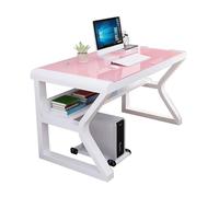 Moderna scrivania per computer in vetro temperato da 99 cm, elegante postazione di lavoro bianca per computer portatile e gaming con telaio in metallo, per casa, ufficio, studio, sala da pranzo e uso