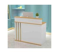 Moderna scrivania per reception a forma di L, elegante unità di benvenuto per abbigliamento e minimarket, acero bianco, 90 cm, design elegante per un'esperienza ottimale del cliente
