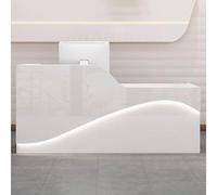 Moderna scrivania per Reception con Spazio di archiviazione, Tavolo da bancone Frontale da 1,2 m con Strisce Luminose a LED, Elegante scrivania per Receptionist per uffici e Negozi (Bianco)