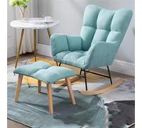 Moderna sedia a dondolo con ottomano, reclinabile in tessuto di metà secolo, elegante, per il tempo libero, colore verde menta, design a slitta per il soggiorno