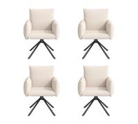 Moderna sedia da pranzo con funzione girevole a 360 gradi, schienale ergonomico, struttura in metallo, per soggiorno, camera da letto, ufficio, sala conferenze, camera degli ospiti (beige+lino, 4)