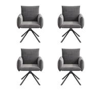 Moderna sedia da pranzo con funzione girevole a 360 gradi, schienale ergonomico, struttura in metallo, per soggiorno, camera da letto, ufficio, sala conferenze, camera degli ospiti (grigio+velluto, 4)