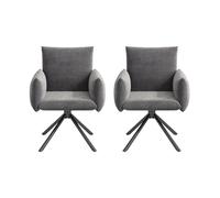 Moderna sedia da pranzo con funzione girevole a 360 gradi, schienale ergonomico, struttura in metallo, per soggiorno, camera da letto, ufficio, sala conferenze, camera degli ospiti (grigio+velluto, 2)