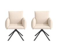 Moderna sedia da pranzo con funzione girevole a 360 gradi, schienale ergonomico, struttura in metallo, per soggiorno, camera da letto, ufficio, sala conferenze, camera degli ospiti (beige+velluto, 2)