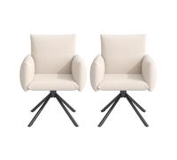 Moderna sedia da pranzo con funzione girevole a 360 gradi, schienale ergonomico, struttura in metallo, per soggiorno, camera da letto, ufficio, sala conferenze, camera degli ospiti (beige+lino, 2)