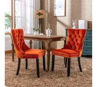 Moderna sedia da pranzo doppia, imbottitura trapuntata in velluto, cucitura a bottoni, chiodi decorativi perimetrali, struttura in gomma massiccia, schienale ergonomico, seduta in schiuma altamente