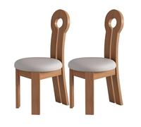 Moderna - Set di sedie da pranzo imbottite, robuste sedie in legno con schienale, per cucina e soggiorno, non si deformano, noce chiaro e grigio, 2 pezzi