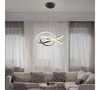 Moderna sospensione LED con design a spirale, 64W dimmerabile con telecomando, luce a lampadario regolabile in altezza, per soggiorno, camera da letto, sala da pranzo, isola della cucina (C - Nero)