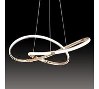 Moderna sospensione LED con design a spirale, 64W dimmerabile con telecomando, luce a lampadario regolabile in altezza, per soggiorno, camera da letto, sala da pranzo, isola della cucina (F - Oro)