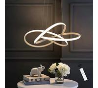 Moderna sospensione LED con design a spirale, 64W dimmerabile con telecomando, luce a lampadario regolabile in altezza, per soggiorno, camera da letto, sala da pranzo, isola della cucina (D - Bianco)