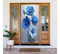 Moderna stampa anemone azzurro n. 3 coperture decorative per porte, decorazioni per interni ed esterni, primavera, estate, autunno, inverno, Halloween, Natale, decorazioni per la casa
