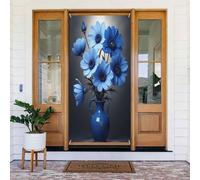 Moderna stampa anemone azzurro n. 4 coperture decorative per porte, decorazioni per interni ed esterni, primavera, estate, autunno, inverno, Halloween, Natale, decorazioni per la casa