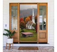 Moderna stampa autunnale con chiesa n. 6 coperture decorative per porte, decorazioni per interni ed esterni, primavera, estate, autunno, inverno, Halloween, Natale, decorazioni per la casa