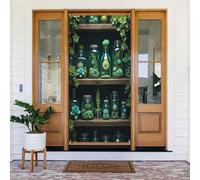 Moderna stampa botanica verde n. 14 coperture decorative per porte, decorazioni per interni/esterni, primavera, estate, autunno, inverno, Halloween, Natale, decorazioni per la casa