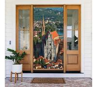 Moderna stampa con chiesa n. 14 coperture decorative per porte, striscione decorativo per interni ed esterni, primavera, estate, autunno, inverno, Halloween, Natale, decorazioni per la casa