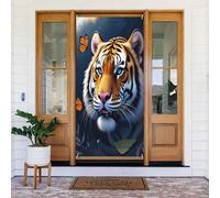 Moderna stampa farfalla e tigre n. 656 coperture decorative per porta, decorazione per interni ed esterni, primavera, estate, autunno, inverno, Halloween, Natale, decorazioni per la casa