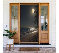 Moderna stampa notturna sulla spiaggia n. 37 coperture decorative per porta, decorazioni per interni ed esterni, primavera, estate, autunno, inverno, Halloween, Natale, decorazioni per la casa