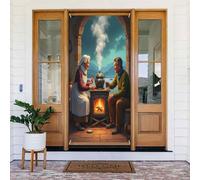 Moderna stampa realistica del camino n. 10 coperture decorative per porte, decorazioni per interni/esterni, primavera, estate, autunno, inverno, Halloween, Natale, decorazioni per la casa