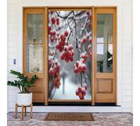 Moderna stampa rossa bacca n. 8 copertine decorative per porte, decorazioni per interni ed esterni, primavera, estate, autunno, inverno, Halloween, Natale, decorazioni per la casa