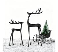 Moderna statuetta di cervo nero, scultura natalizia a forma di cervo, decorazione moderna ed elegante per le vacanze, per tavolo, camino, soggiorno e ufficio (L-25 cm)