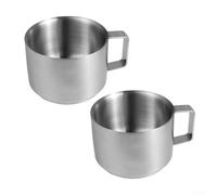 Moderna tazza da caffè a doppio strato in acciaio, capacità 96,4 g, piccola tazza da caffè con manico sicuro per un ricco piacere aromatico (2 pezzi)