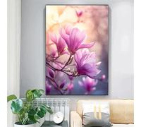 Moderna tela dipinta a mano con piante e fiori, bellissimi fiori di magnolia, poster, stampe, quadri da parete per la decorazione della casa, 35x50 cm, senza cornice.