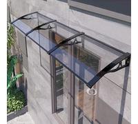 Moderna tenda a sbalzo in alluminio per porta d'ingresso/finestra 78,7 x 419,1 cm, tettoia in policarbonato autopulente, protezione UV e pioggia, soluzione elegante per l'ombra del portico