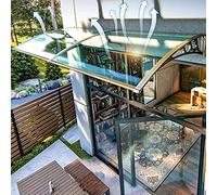 Moderna tenda da sole curva in policarbonato trasparente per balcone, portico, finestra, ingresso, riparo antipioggia, copertura da giardino con riduzione del rumore, protezione durevole per esterni