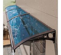 Moderna tettoia per porta con supporto in alluminio e copertura in policarbonato, tenda resistente alle intemperie per finestre da 122 x 183,9 cm, protezione UV, elegante riparo da ingresso all'aperto