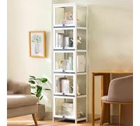 Moderna vetrina in acrilico con struttura in bambù, ad alta capacità, con sportello ribaltabile, elegante libreria, installazione rapida, 170,2 x 39,9 x 32 cm