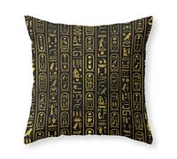 Moderne Cuscino Copricuscini Egyptian Ancient Gold Hieroglyphs On Black Copriguanciali Decorativi Federe per Cuscini per Divano Casa Arredo Casa 45X45Cm
