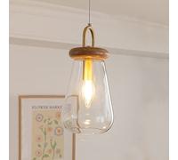 Moderne lampade a Sospensione in Vetro sopra l'isola della Cucina, Illuminazione del lavello, Illuminazione a Sospensione in Stile Fattoria, Mini lampade a Sospensione industriali in Legno con pa