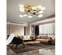 Moderne plafoniere a LED, 110 cm/180 W, Lampada da Soggiorno a LED Nera e Oro, con Telecomando dimmerabile, Pendente Rotondo (con faretto) Adatto per camere da Letto, Ambiente (110
