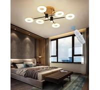 Moderne plafoniere a LED, 75 cm/90 W, Lampada da Soggiorno a LED Nera e Oro, con Telecomando dimmerabile, Pendente Rotondo (con faretto) Adatto per camere da Letto, Ambiente (75 cm