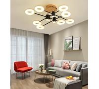 Moderne plafoniere a LED, 85 cm/120 W, Lampada da Soggiorno a LED Nera e Oro, con Telecomando dimmerabile, Pendente Rotondo (con faretto) Adatto per camere da Letto, Ambiente (85 c
