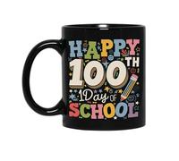 moderne Tazze da Tè Teacher Kids Retro Groovy 100 Days Happy 100th Day Of School Tazza in Ceramica Multicolore Tazzine da caffè per Donna Compleanno 330ml