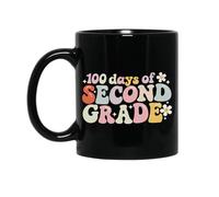 moderne Tazze di Caffè Teacher Kids Retro Groovy Happy 100 Days Of 2nd Grade Tazza in Ceramica Multicolore Ceramica Mugs per Festa Mamma 330ml