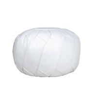 Moderner Pouf poggiapiedi marocchino non imbottito in ecopelle, cuscino poggiapiedi da pavimento, soluzione contenitiva, colore bianco naturale (bianco, 58 x 28 cm)