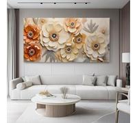 Moderni Camera Da Letto 100L x50l cm Senza cornice Decorazioni Parete Soggiorno Stampa Su Tela Moderna Casa Salotto Poste Fiori in rilievo tridimensionali Decora la casa Regalo Beige Arancione
